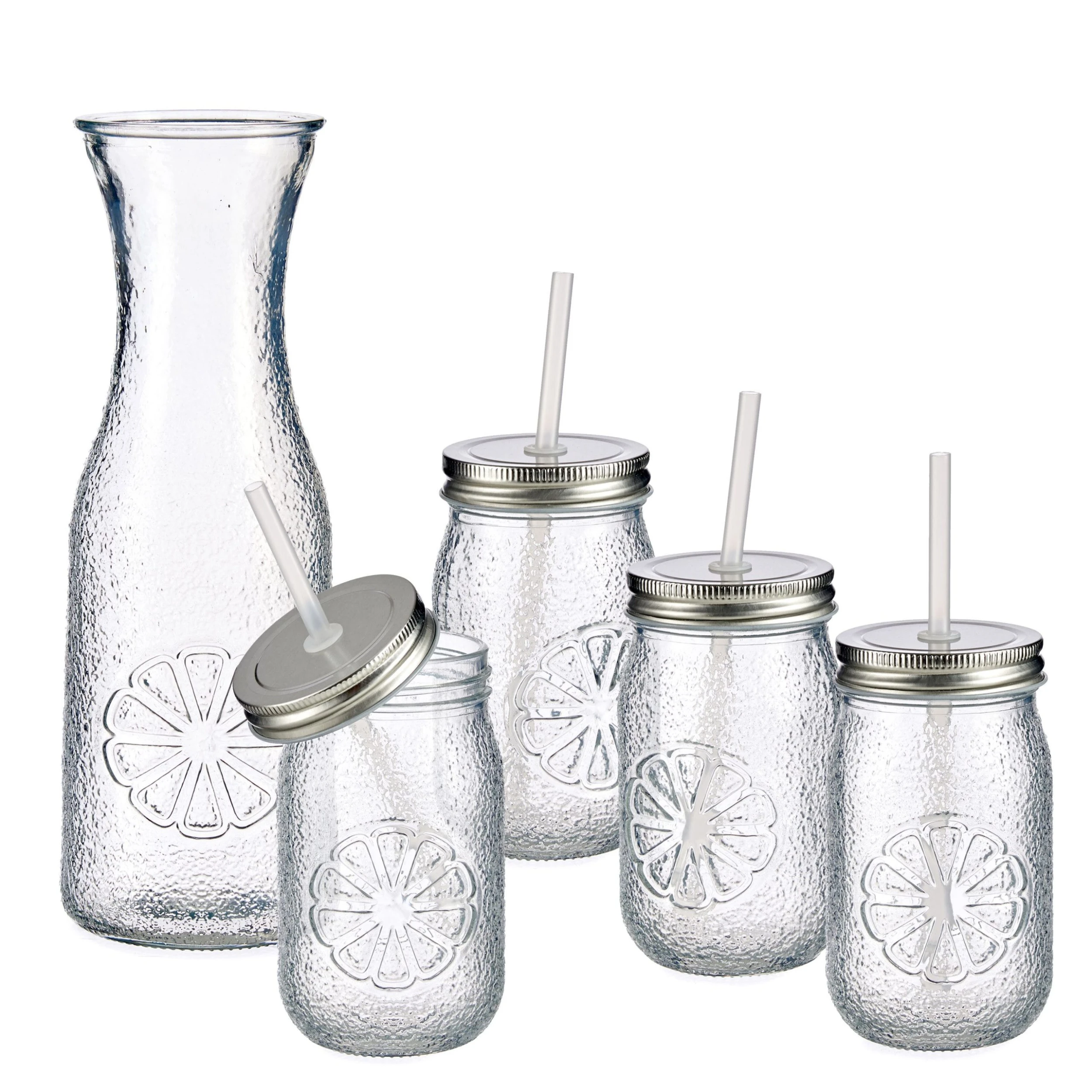 Null 5tlg Set Vivalto Lima Karaffe + 4x Glas Mit Deckel Und Strohhalm 3 Null 5tlg Set Vivalto Lima Karaffe + 4x Glas Mit Deckel Und Strohhalm