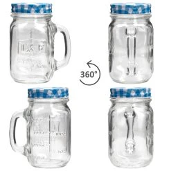 Null 6er Set Glasbecher Mit Henkel, Deckel Und Trinkhalm Inkl. Rezeptheft - Blau Kariert - 0,5 Liter Trinkbecher / Trinkglas Mit Relief -Paulaner shop b1e72982 118d 401c a1bd 0a363c38688a scaled