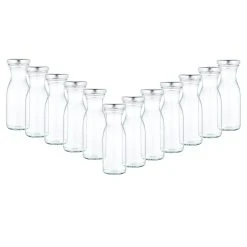 Null 12er Set Weithalsflasche Karaffe 250 Ml + To 53 Deckel Silber